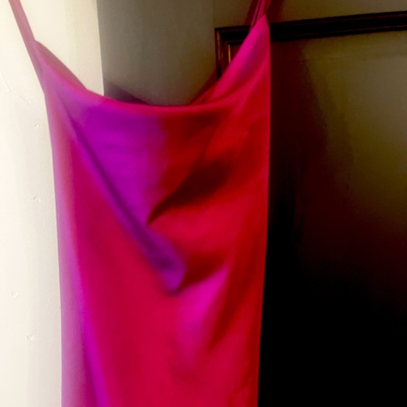 Luxurious grape satin full length slip dress with cowl neck! - Picture 5 of 6